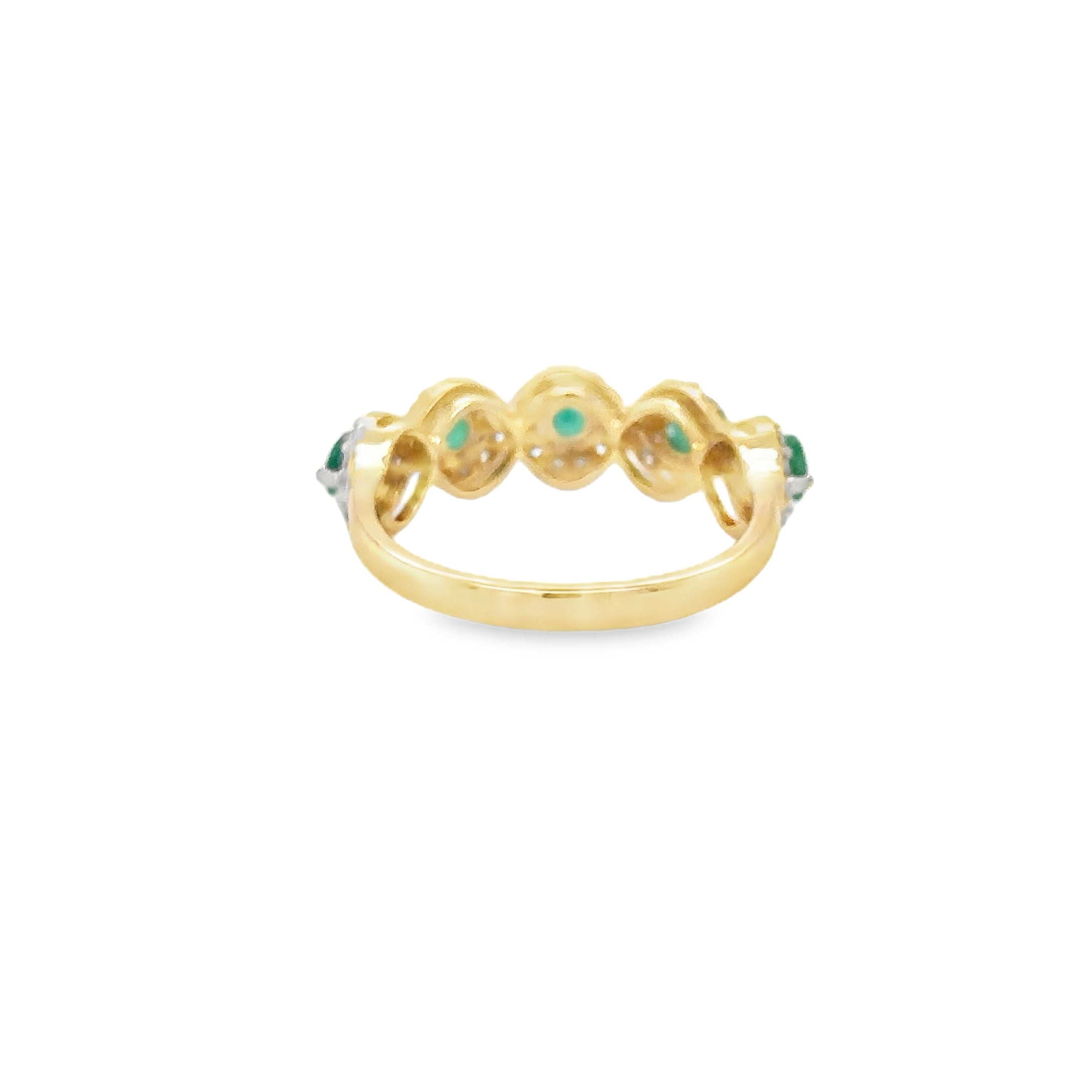 Anillo De Oro Amarillo De 14Kt Con Esmeralda Y Diamantes, 1.09 CT