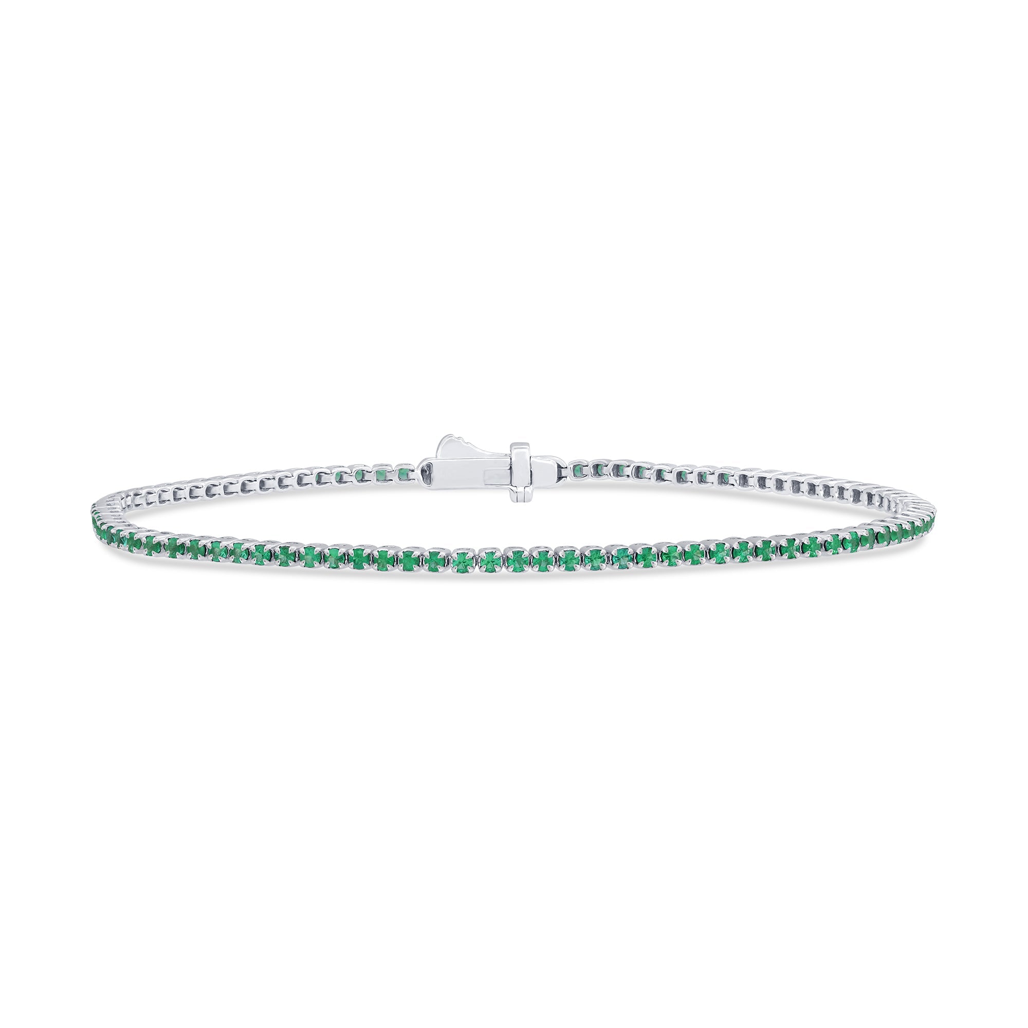 Pulsera Tennis de Esmeraldas en Oro Blanco de 14K con 1.2 Qt.