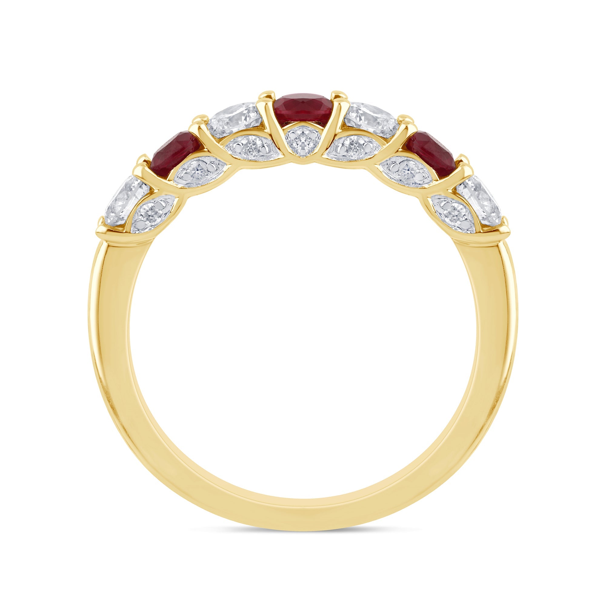 Anillo Diamante & Rubí en Oro Amarillo en 14K 1.12 CT