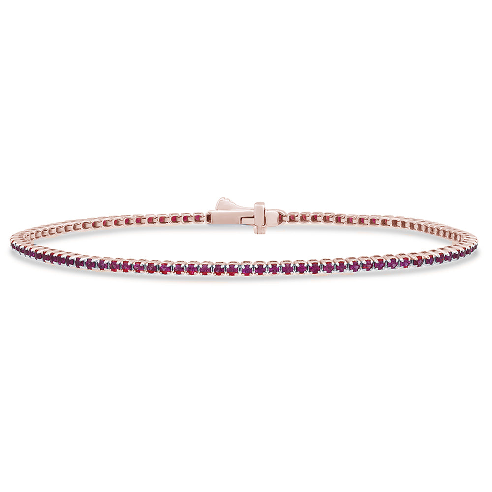 Pulsera Rubí en Oro Rosado en 14K 1.7 CT