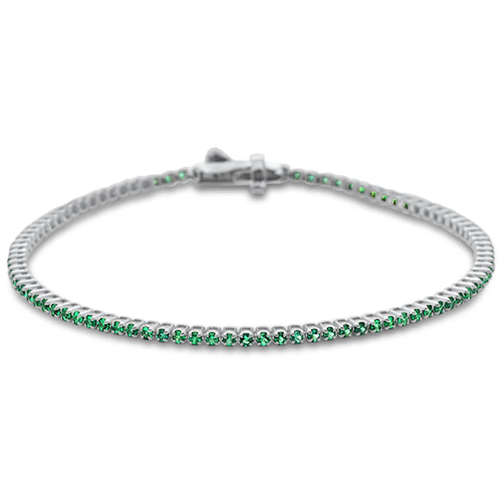 Pulsera Tennis de Esmeraldas en Oro Blanco de 14K con 1.2 Qt.