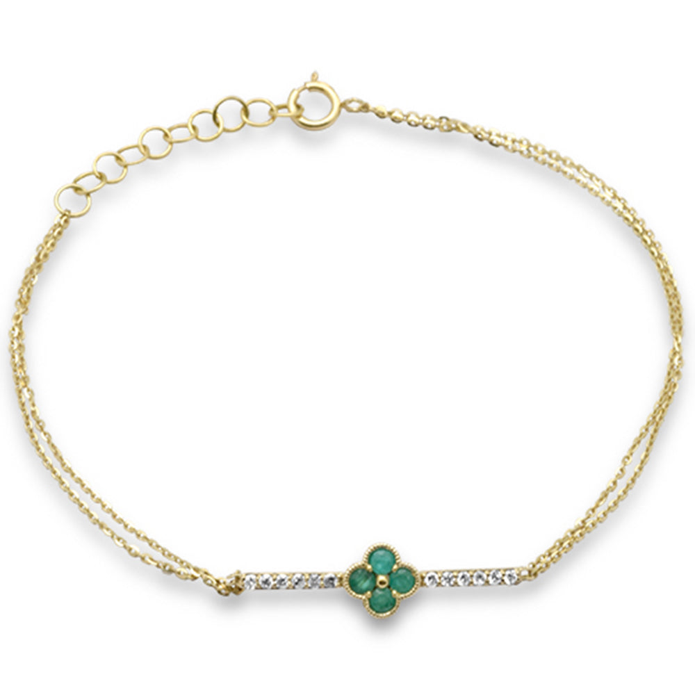 Pulsera Diamante & Esmeralda en Oro Amarillo en 14K 0.27 CT