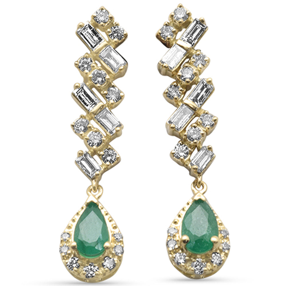 Aretes Diamante & Esmeralda en Oro Amarillo en 14K 0.81 CT