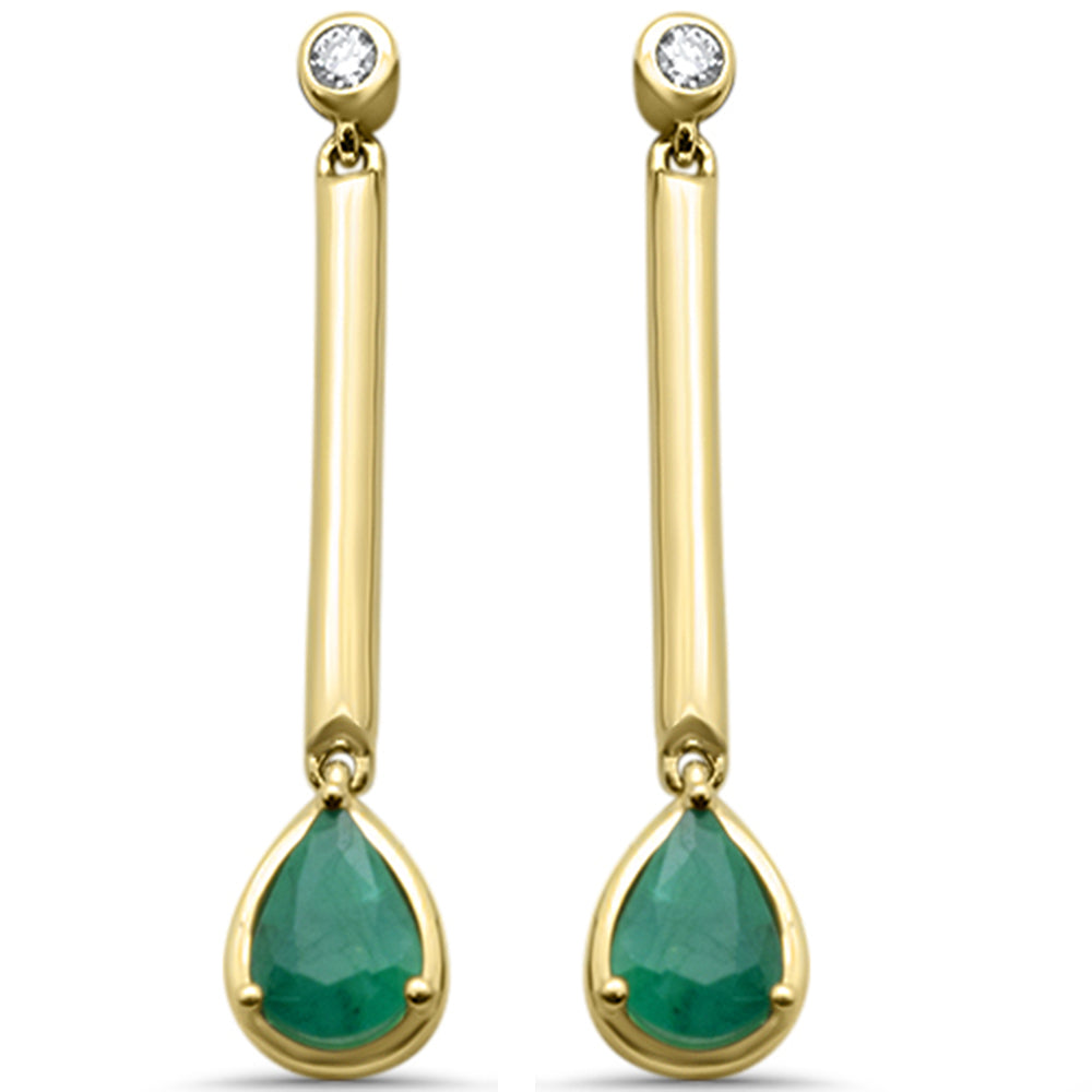 Aretes Diamante & Esmeralda en Oro Amarillo en 14K 1.47 CT