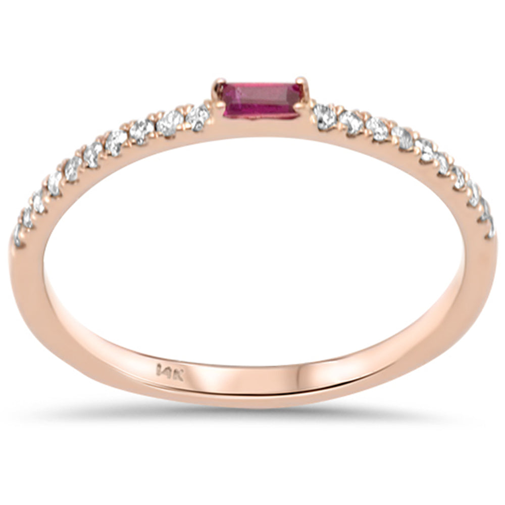 Anillo Diamante & Rubí en Oro Rosado en 14K 0.19 CT