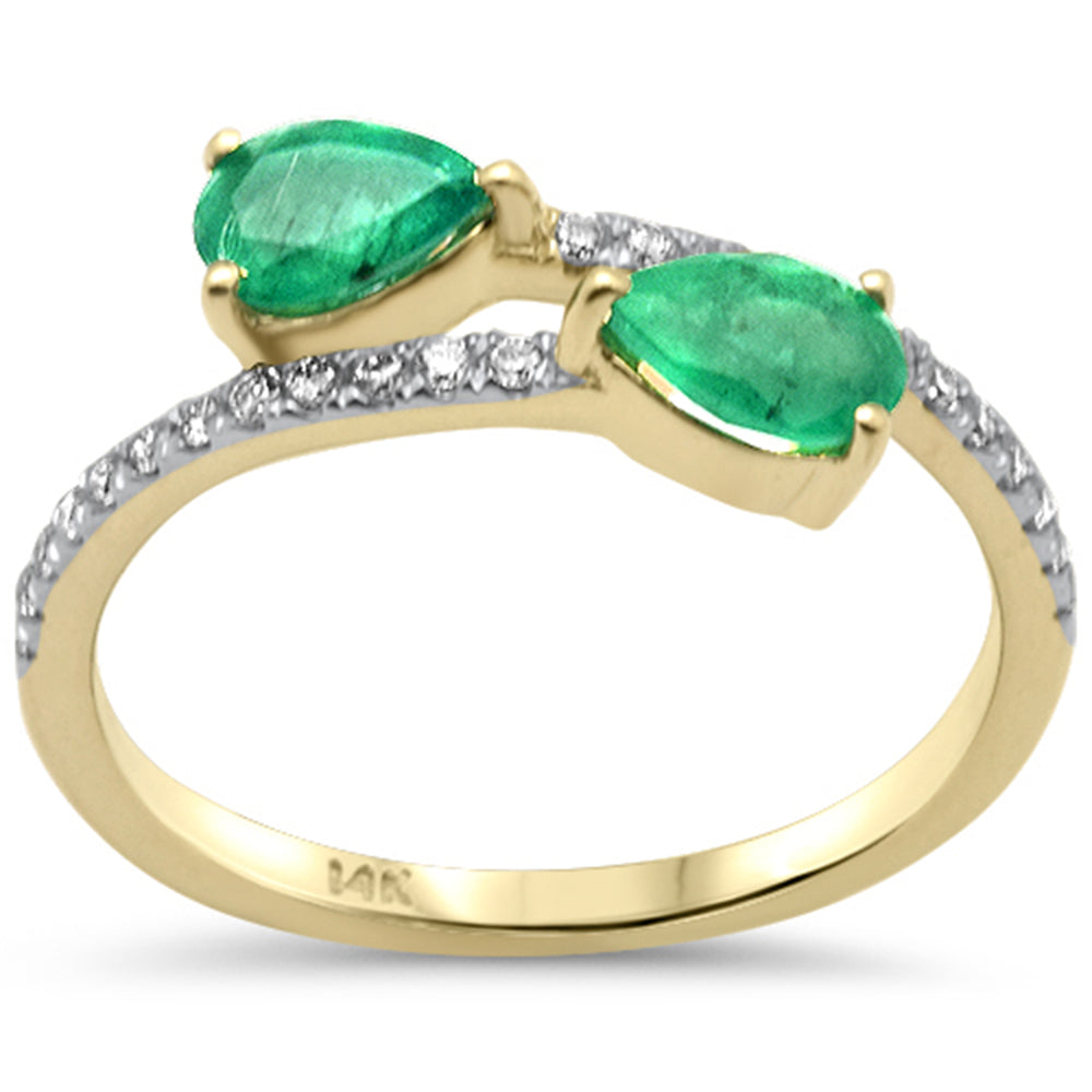 Anillo Diamante & Esmeralda en Oro Amarillo en 14K 0.86 CT