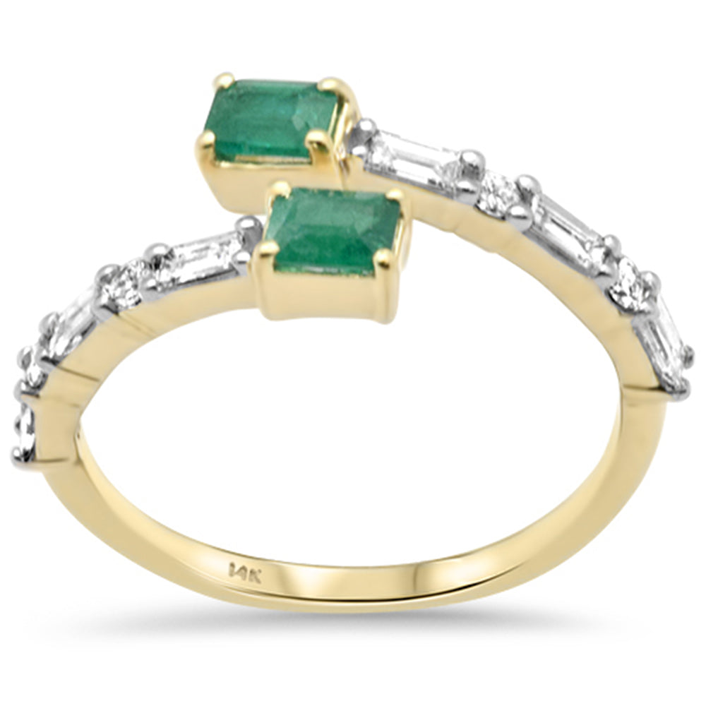 Diamond &amp; Emerald Ring in 14K Yellow Gold 0.75 CT