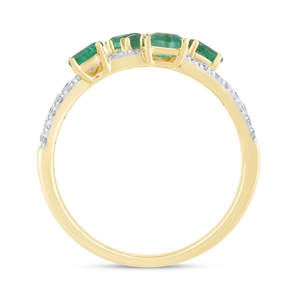 Anillo Diamante & Esmeralda en Oro Amarillo en 14K 1.07 CT