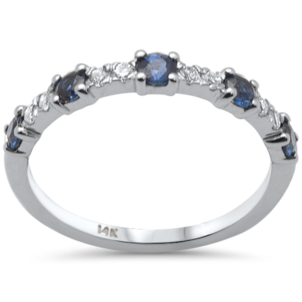 14K white gold ring with diamonds and blue sapphire, 0.62CT.