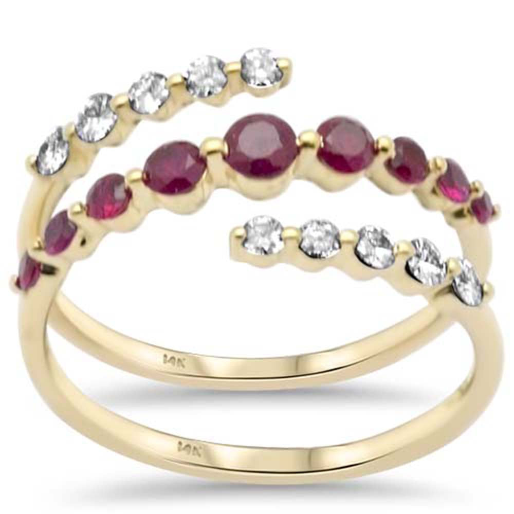 Diamond &amp; Ruby Ring in 14K Yellow Gold 0.84 CT