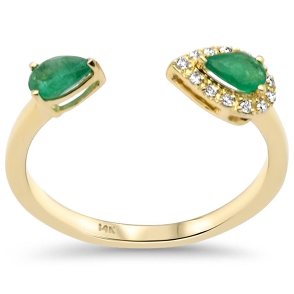 Anillo Diamante & Esmeralda en Oro Amarillo en 14K 0.41 CT