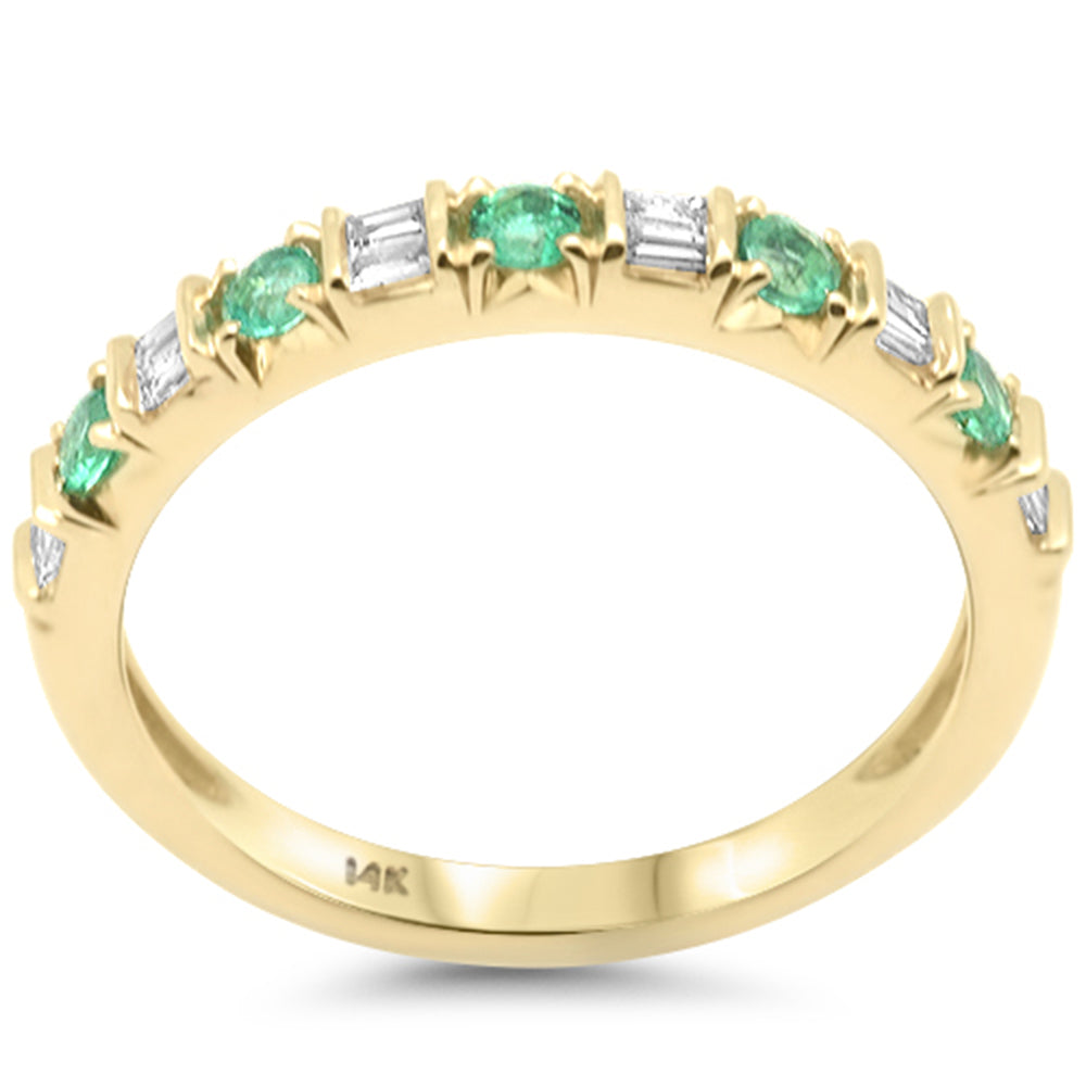 Anillo Diamante & Esmeralda en Oro Amarillo en 14K 0.31 CT