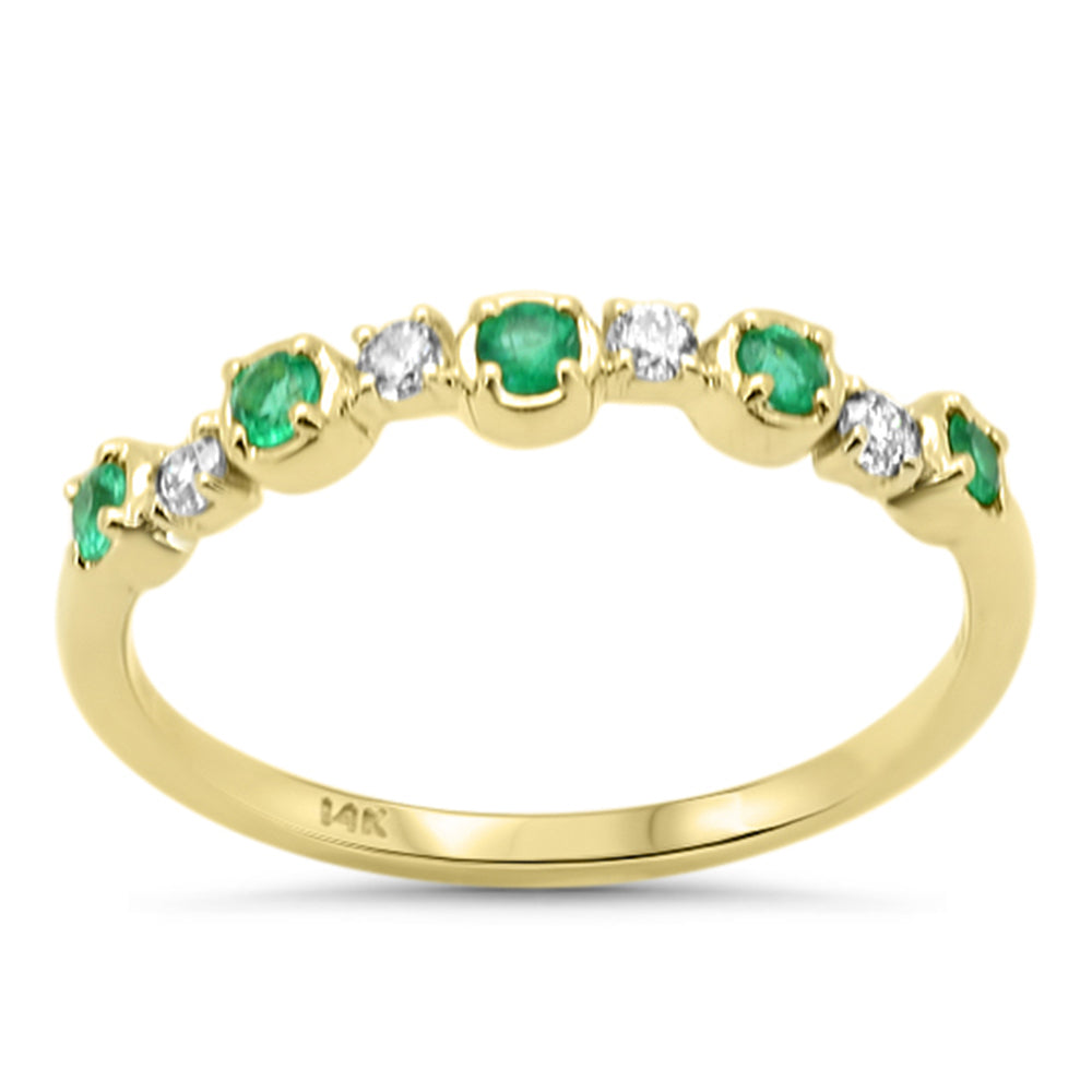 Anillo Diamante & Esmeralda en Oro Amarillo en 14K 0.28 CT