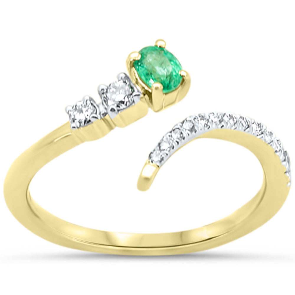 Anillo Diamante & Esmeralda en Oro Amarillo en 14K 0.34 CT