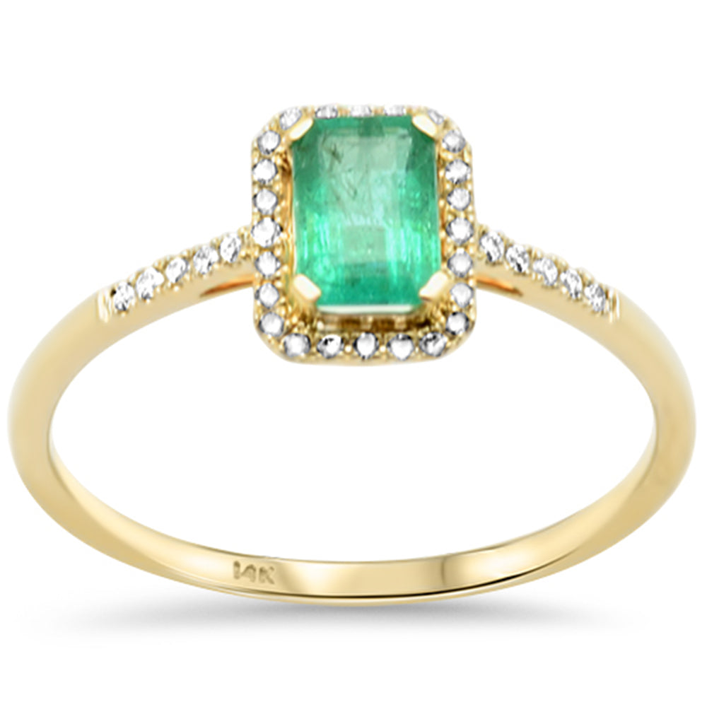 Anillo Diamante & Esmeralda en Oro Amarillo en 14K 0.62 CT