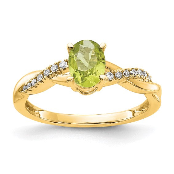 Anillo Entrelazado de Diamante con Peridoto