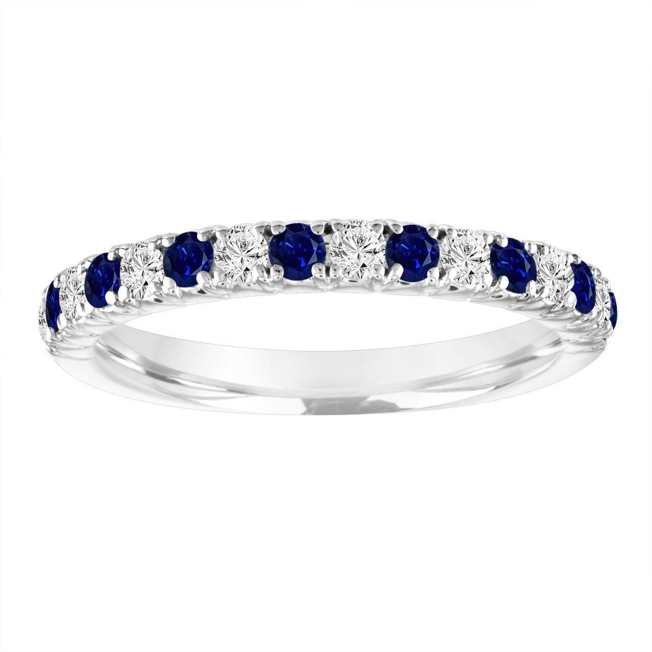 Semi-Full Eternity Ring in 14k White Gold with Diamonds and 0.50 CT Blue Sapphires.