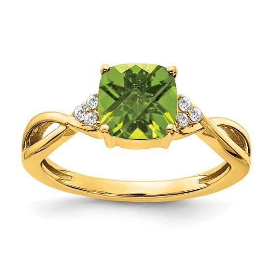 Anillo de Diamantes con Peridoto Verde