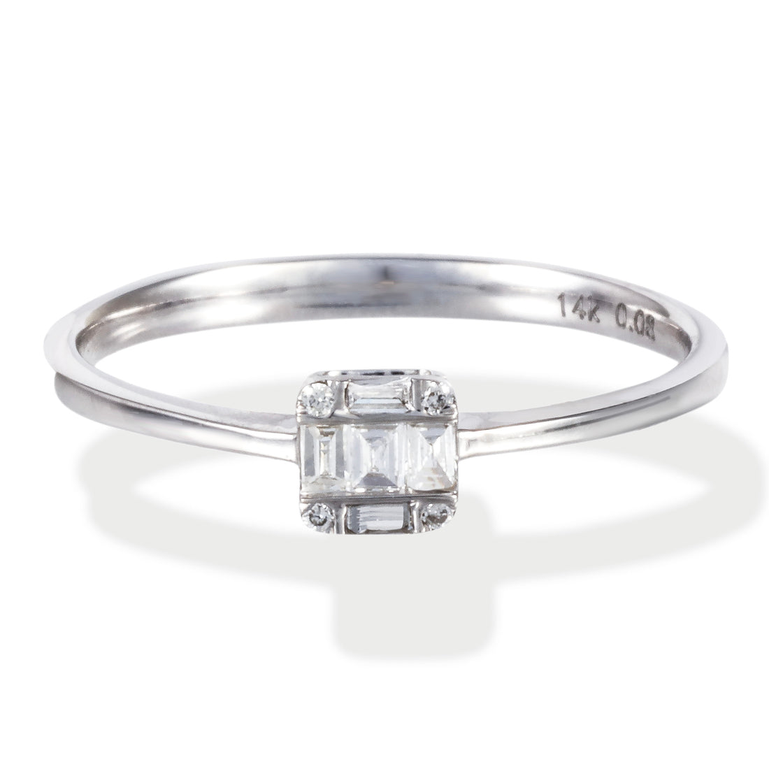 Anillo Diamantes Redondos/Baguette, 0.08 CT