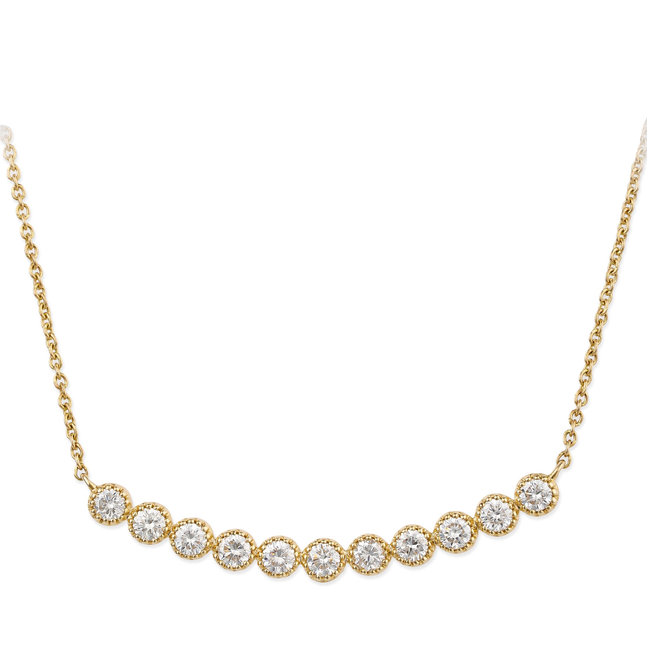 Collar De Barra Curva De Diamantes De 14K 0.63 CT