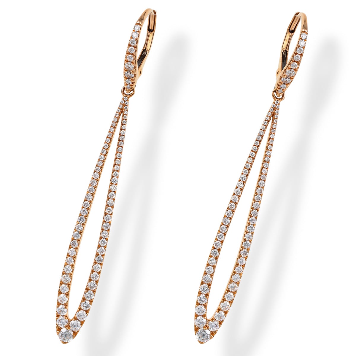 14K. Aretes En Forma De Pera Con Diamantes En Oro Amarillo, 1,40 Tcw