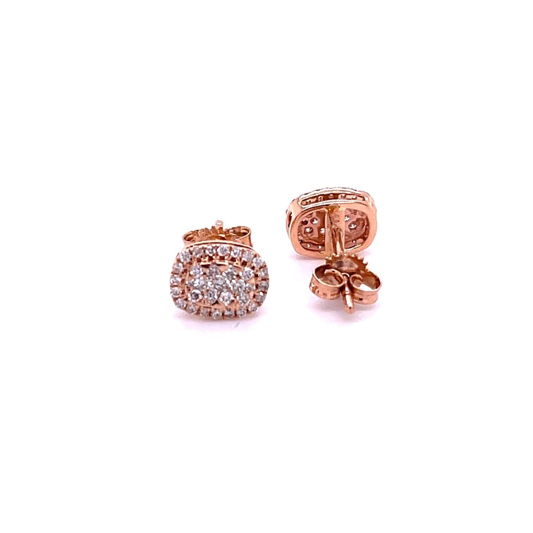 Rectangle Diamond Stud Earring in 14Kt Rose Gold, 0.36 CT