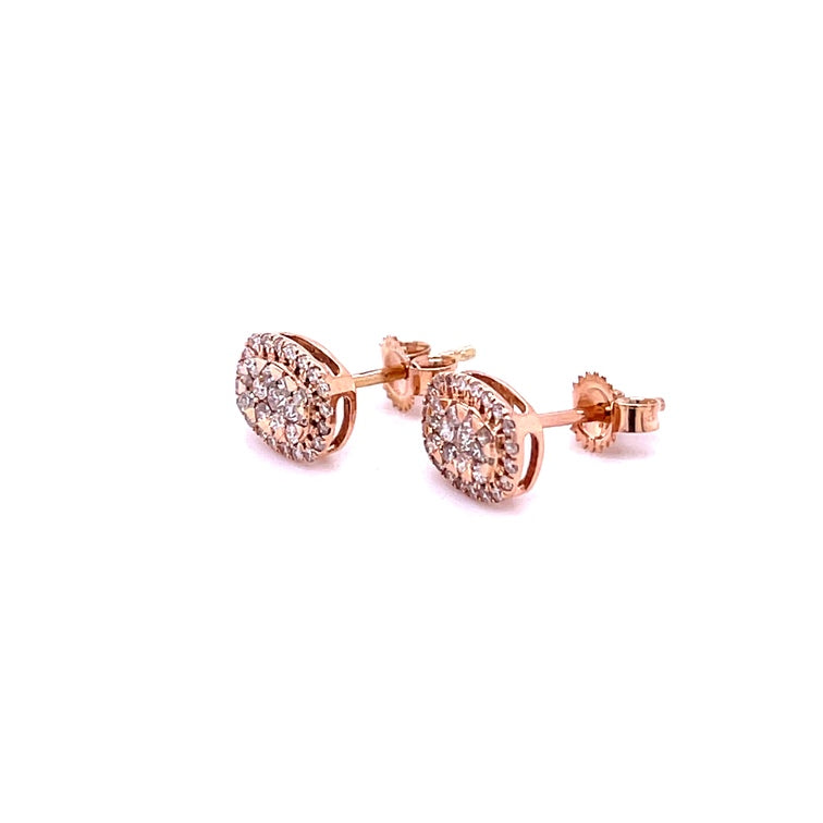 Rectangle Diamond Stud Earring in 14Kt Rose Gold, 0.36 CT