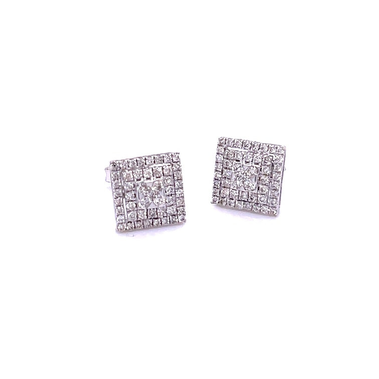 Pendientes Cuadrados De Oro Blanco De 14Kt Con Diamantes, 0.51 CT