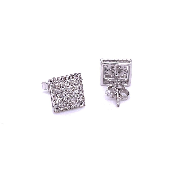 Pendientes Cuadrados De Oro Blanco De 14Kt Con Diamantes, 0.51 CT